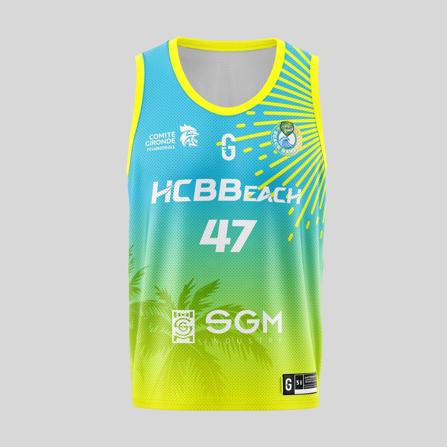 Maillot de basket bleu et jaune | HCB Beach