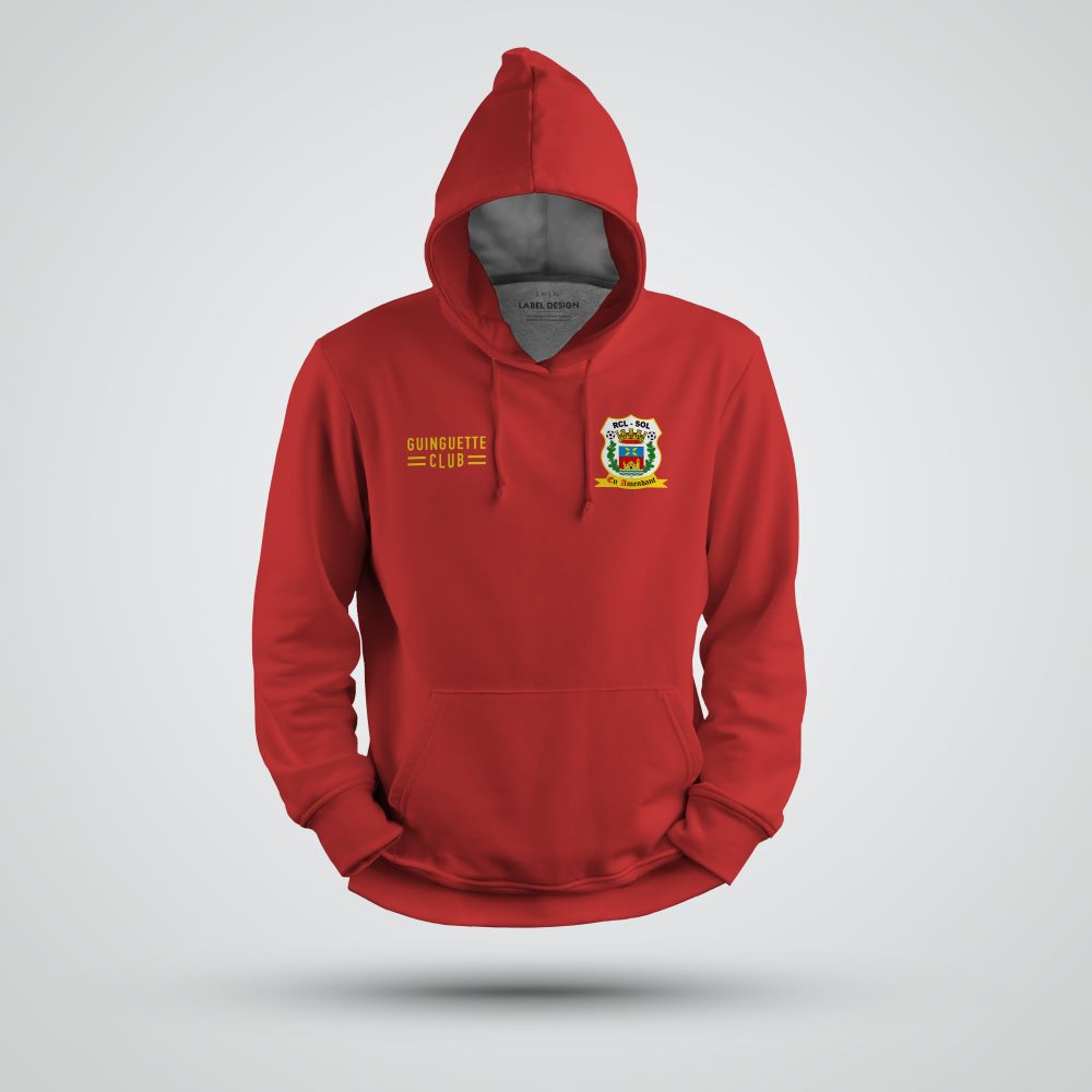 Pull à capuche rouge avec logo RCL SOL | Isle-en-dodon