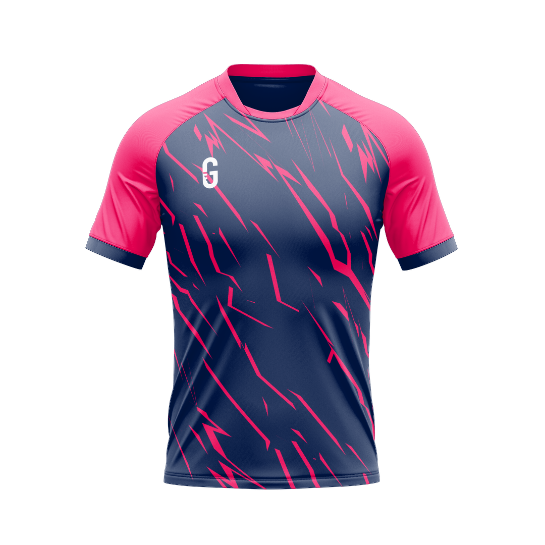 Maillot de sport personnalisé modèle Striker - design rose et bleu