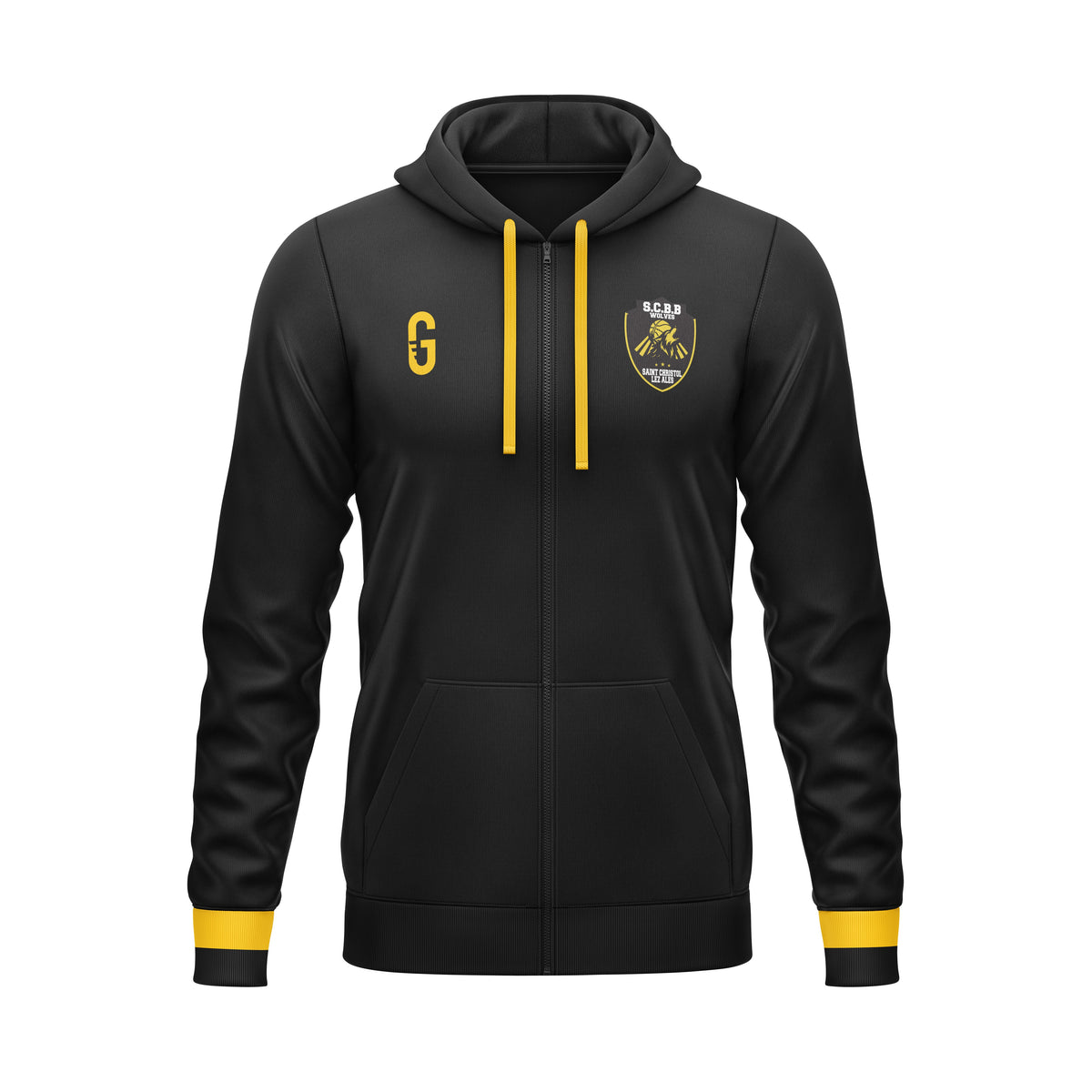 Veste zippée à capuche noire | SCBB Wolves
