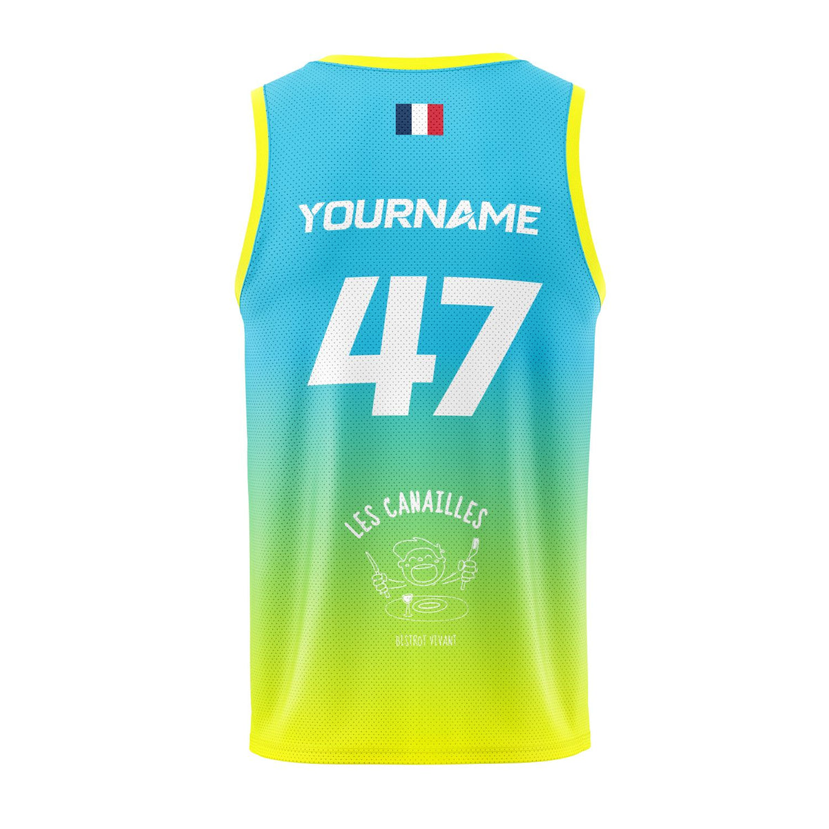 Maillot de basket bleu et jaune | HCB Beach