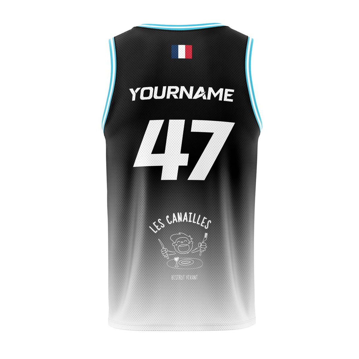 Maillot de basket noir et bleu | HCB Beach
