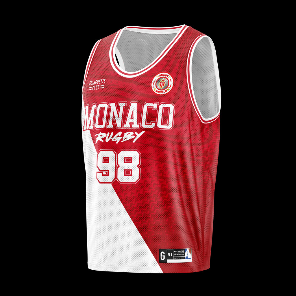 Maillot de basket blanc et rouge | Monaco Rugby
