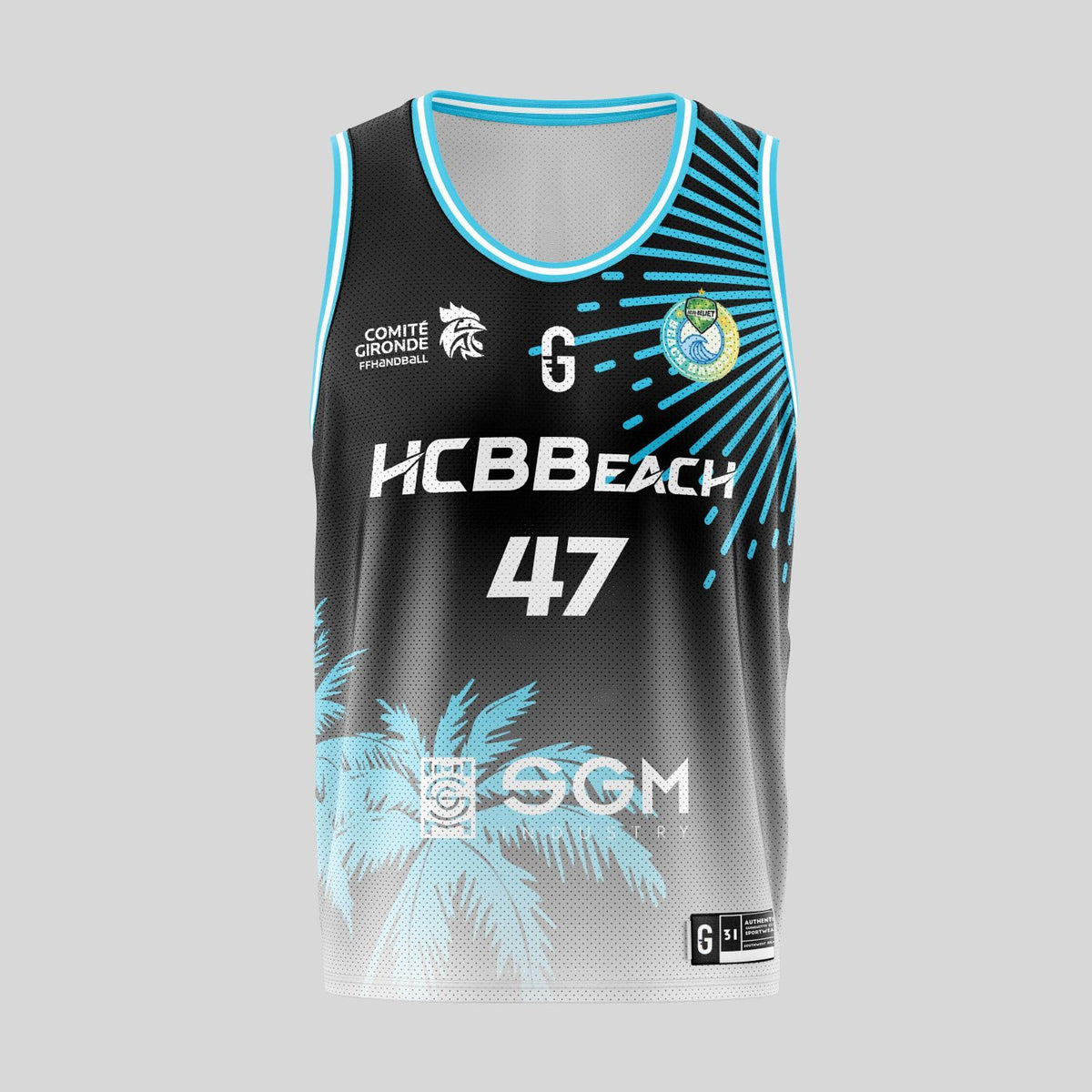 Maillot de basket noir et bleu | HCB Beach