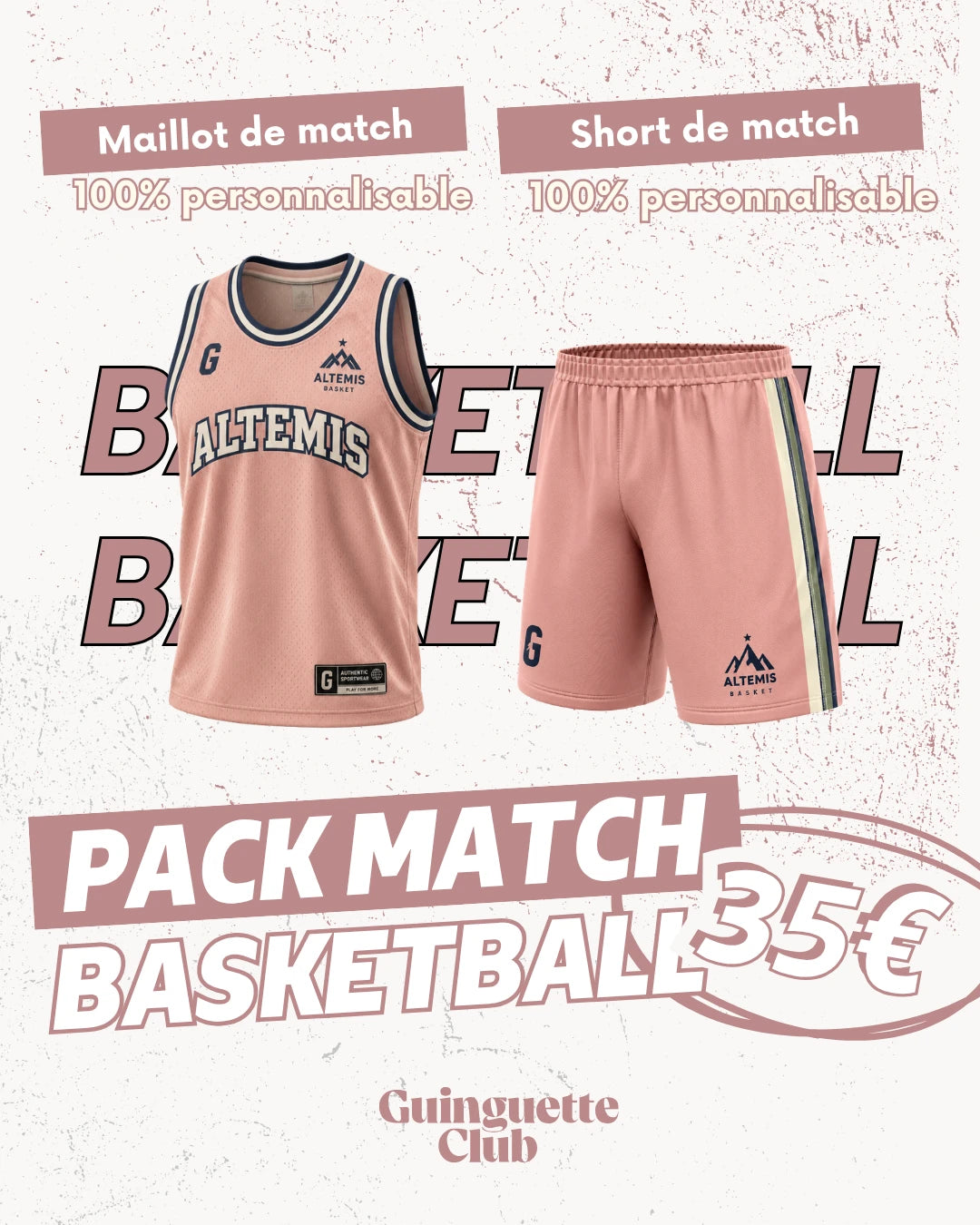 Pack Match Basketball : maillot de match et short de match personnalisables, 35 € le pack